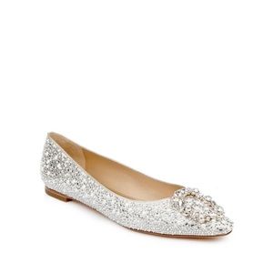 Badgley Mischka Ronda Satin Flats. Sz 10. Excellent condition/worn once.